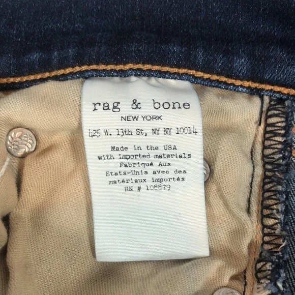 Rag & bone 10 Inch Capri Skinny Jeans in Stanwix Wash Released Raw Hem, Size 24 - Picture 11 of 16
